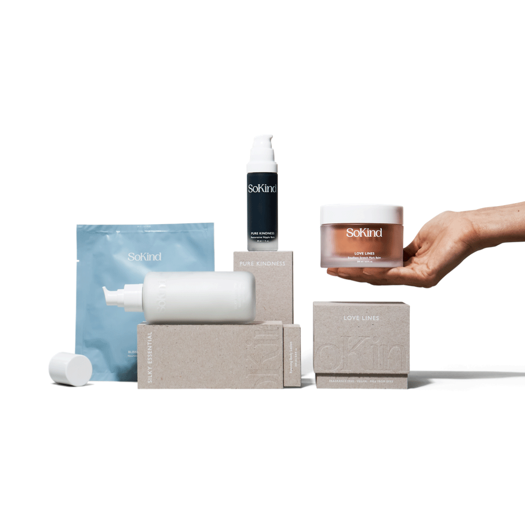 DEAR PREGNANCY KIT de SOKIND contient 4 produits de soins de la peau haut de gamme soigneusement conçus pour cibler les problèmes de peau survenant pendant la grossesse avec des ingrédients naturels et sans compromis sur la sécurité de la mère et du bébé. Exclusivité THE CARE