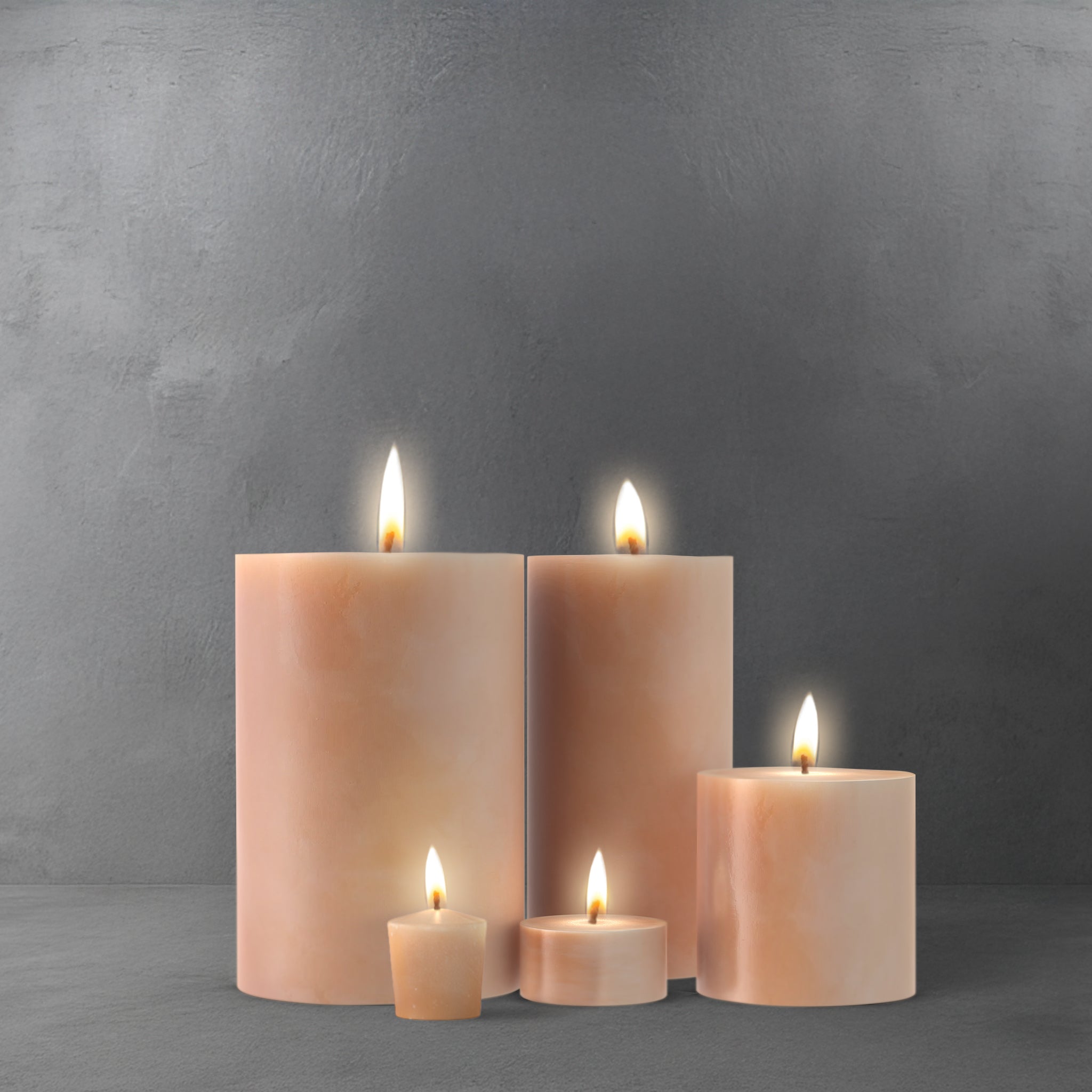 Votive ($0.76 each)┃144pcs/case┃Long burn time,2"x1" ($1.00 each)┃96pcs/case┃Long burn time,3"x3" ($3.33 each)┃12pcs/case┃70 Hr burn time,3"x3" ($2.50 each)┃48pcs/case┃70 Hr burn time,3"x6" ($6.83 each)┃12pcs/case┃Long burn time,4"x5" ($9.16 each)┃6pcs/case┃Long burn time