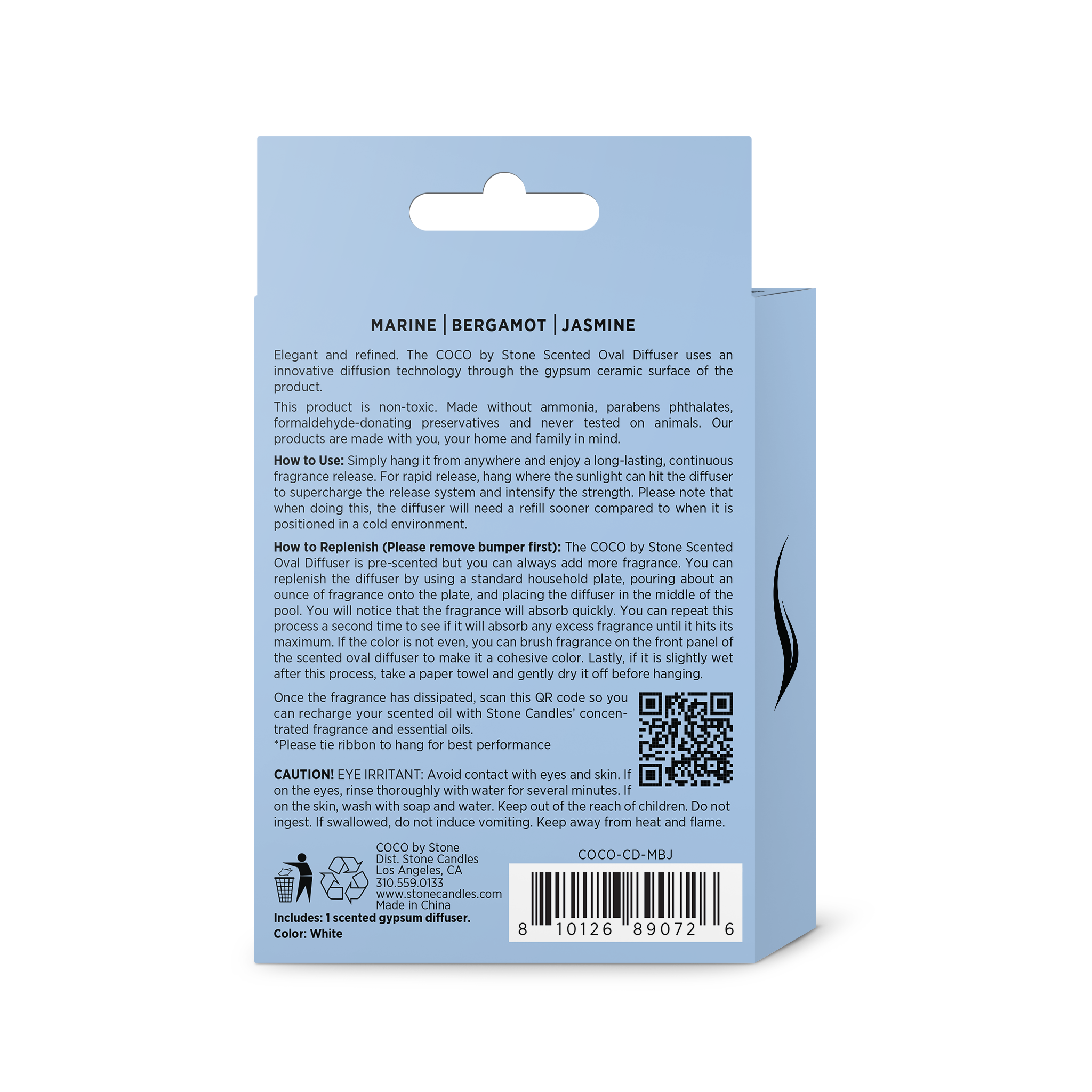 Scented Oval Diffuser (Marine | Bergamot | Jasmine)