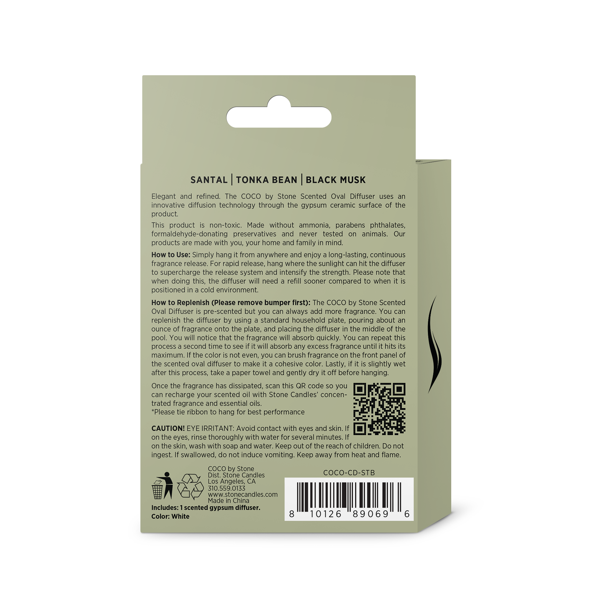 Scented Oval Diffuser (Santal | Tonka Bean | Black Musk)
