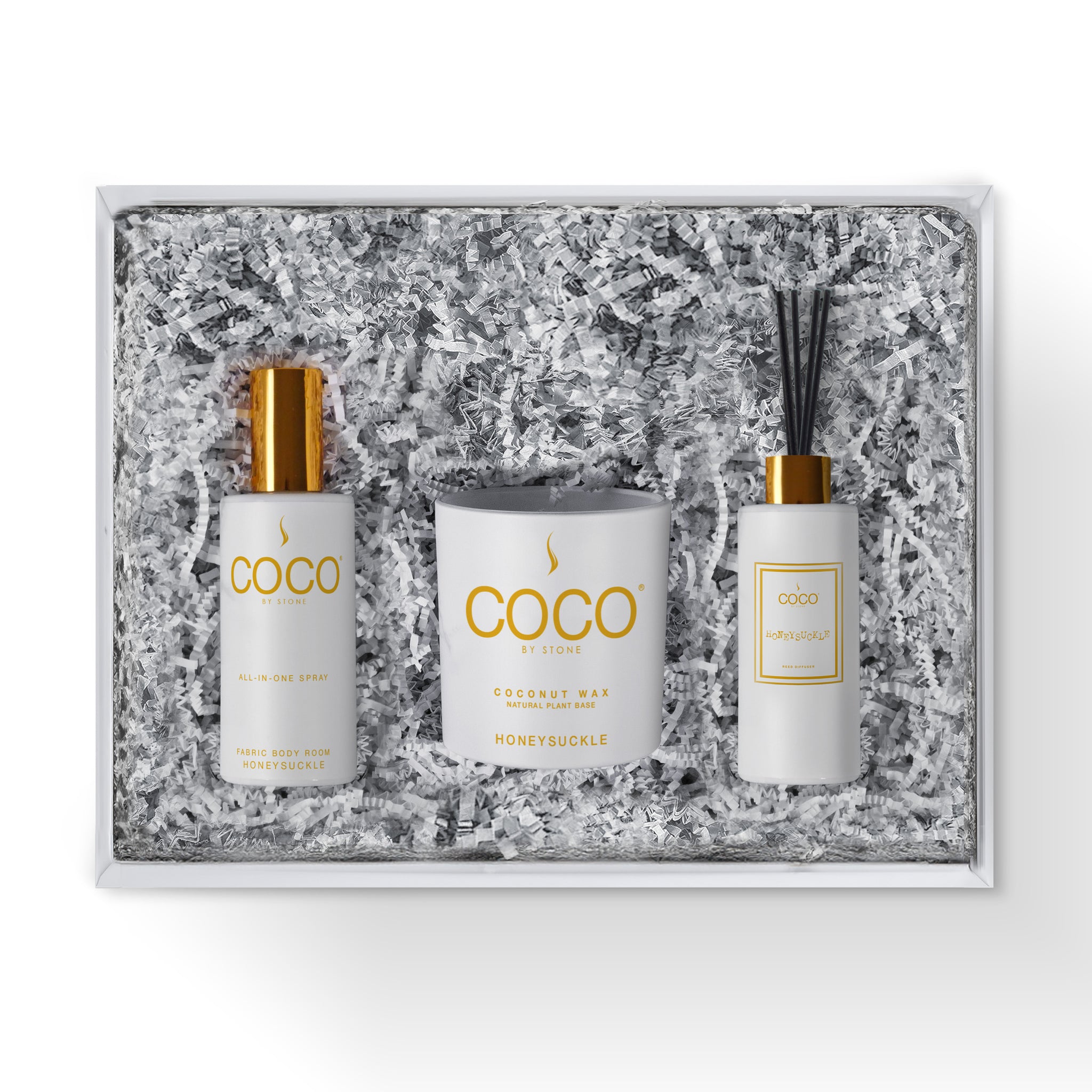 5oz Diffuser, 5oz Room Spray and 11oz Candle Gift Pack (Honeysuckle)
