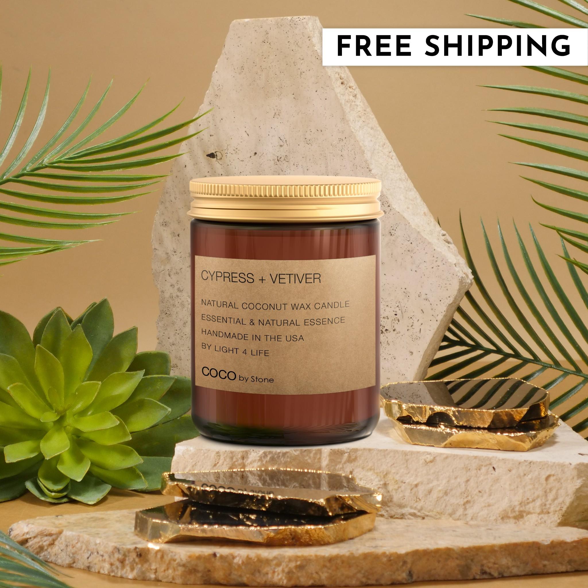 7.2oz Cypress + Vetiver Natural Coconut Apricot Wax Candle