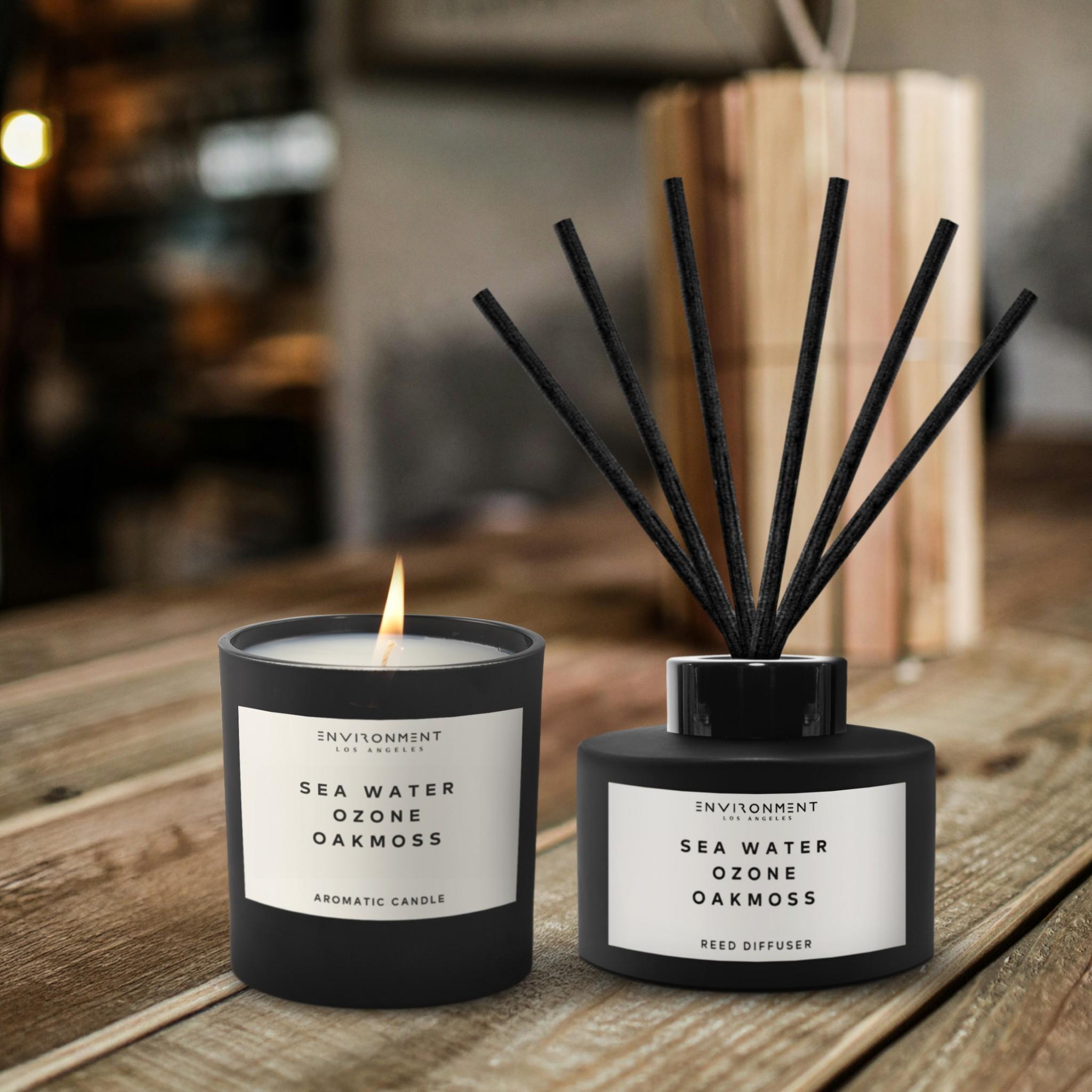 Sea Water | Ozone | Oakmoss 200ml Diffuser and 8oz Candle Gift Pack (Inspired by Davidoff Cool Water®)