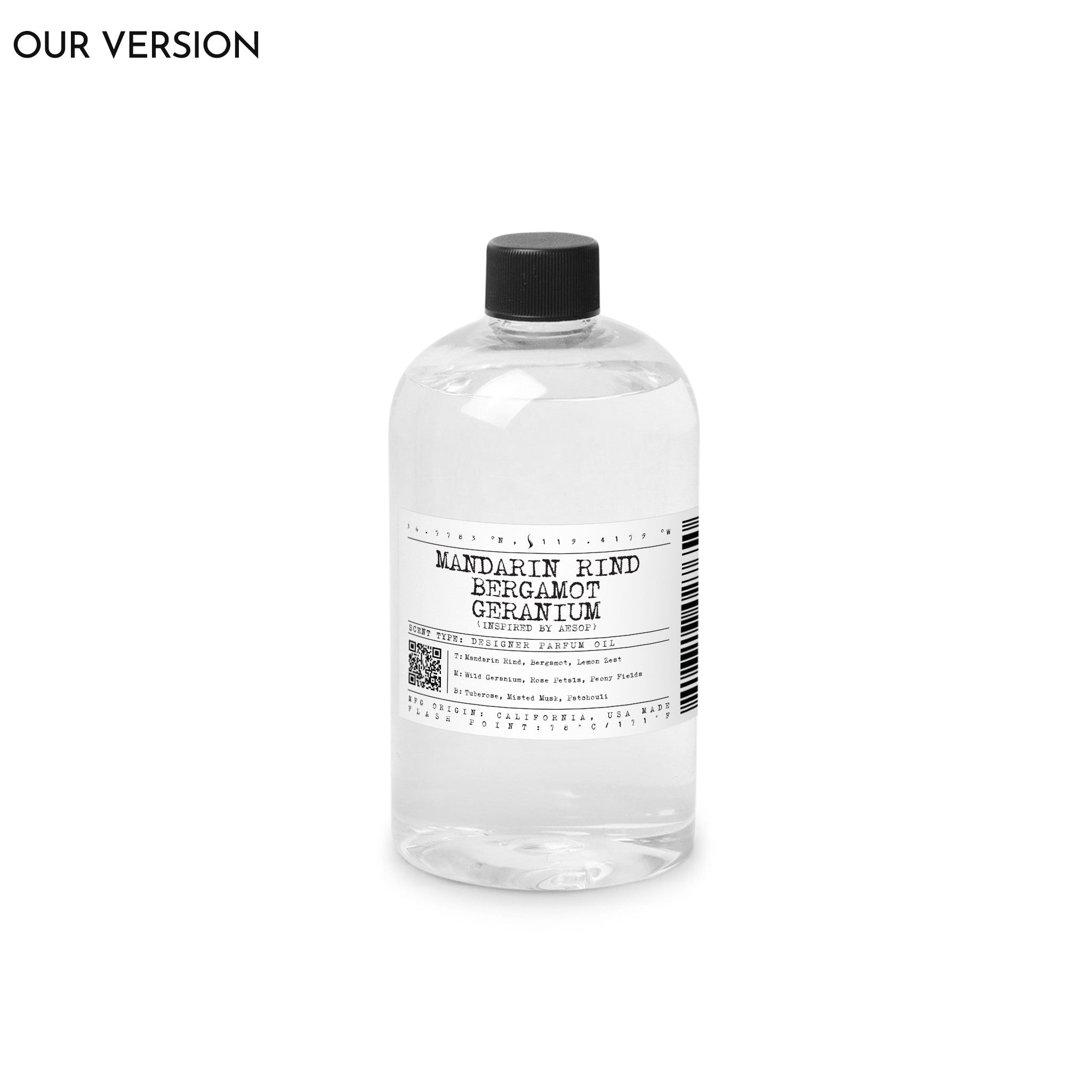 Mandarind Rind, Bergamot, Geranium (Our version) Fragrance Oil
