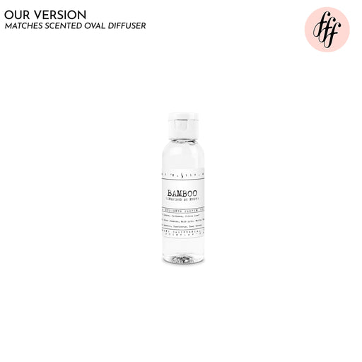 A clear bottle labeled 'BAMBOO' used for fragrance oil, against a white background.