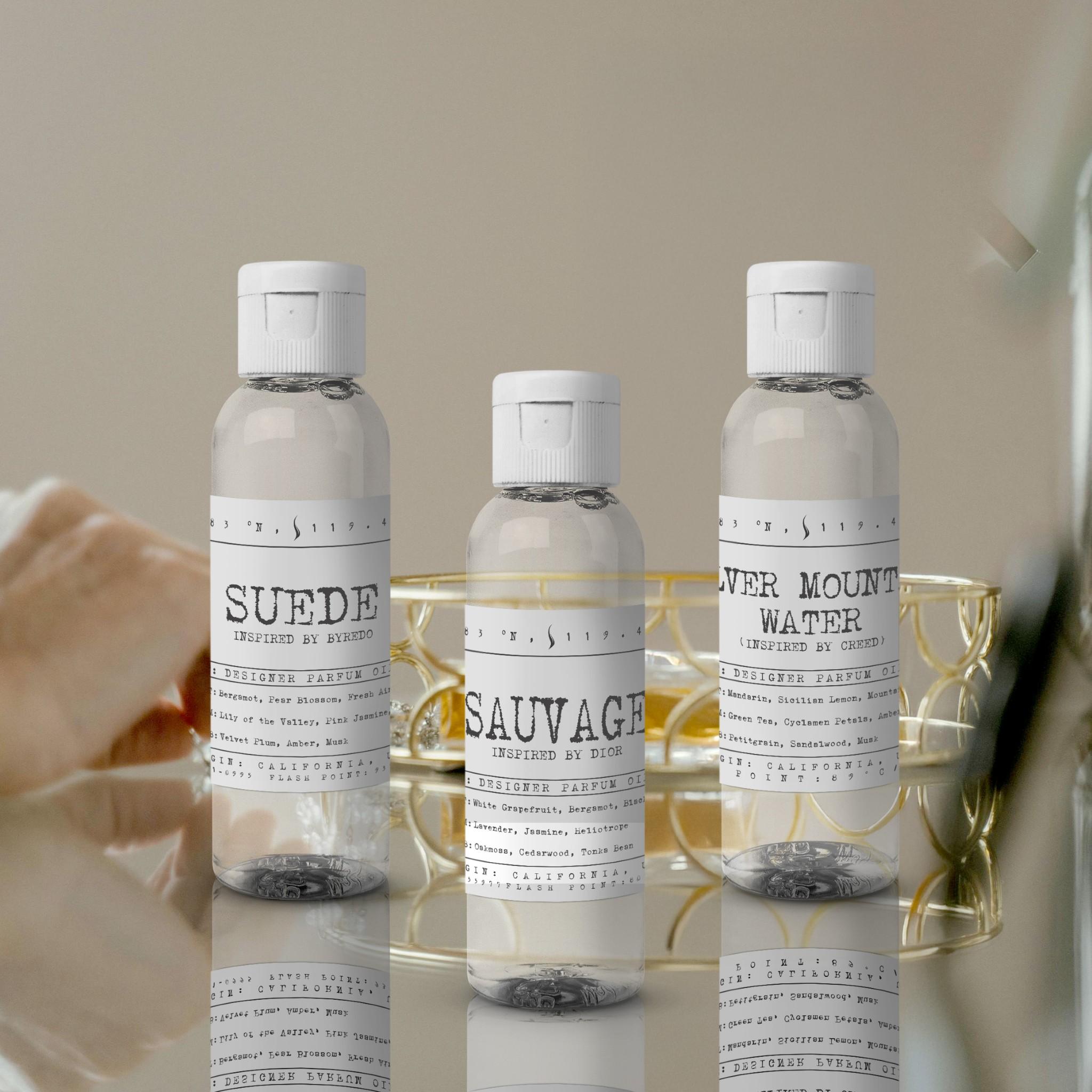 Stone Candles Fragrance Oil 2oz Suede Sauvage Silver Mountain Water Group