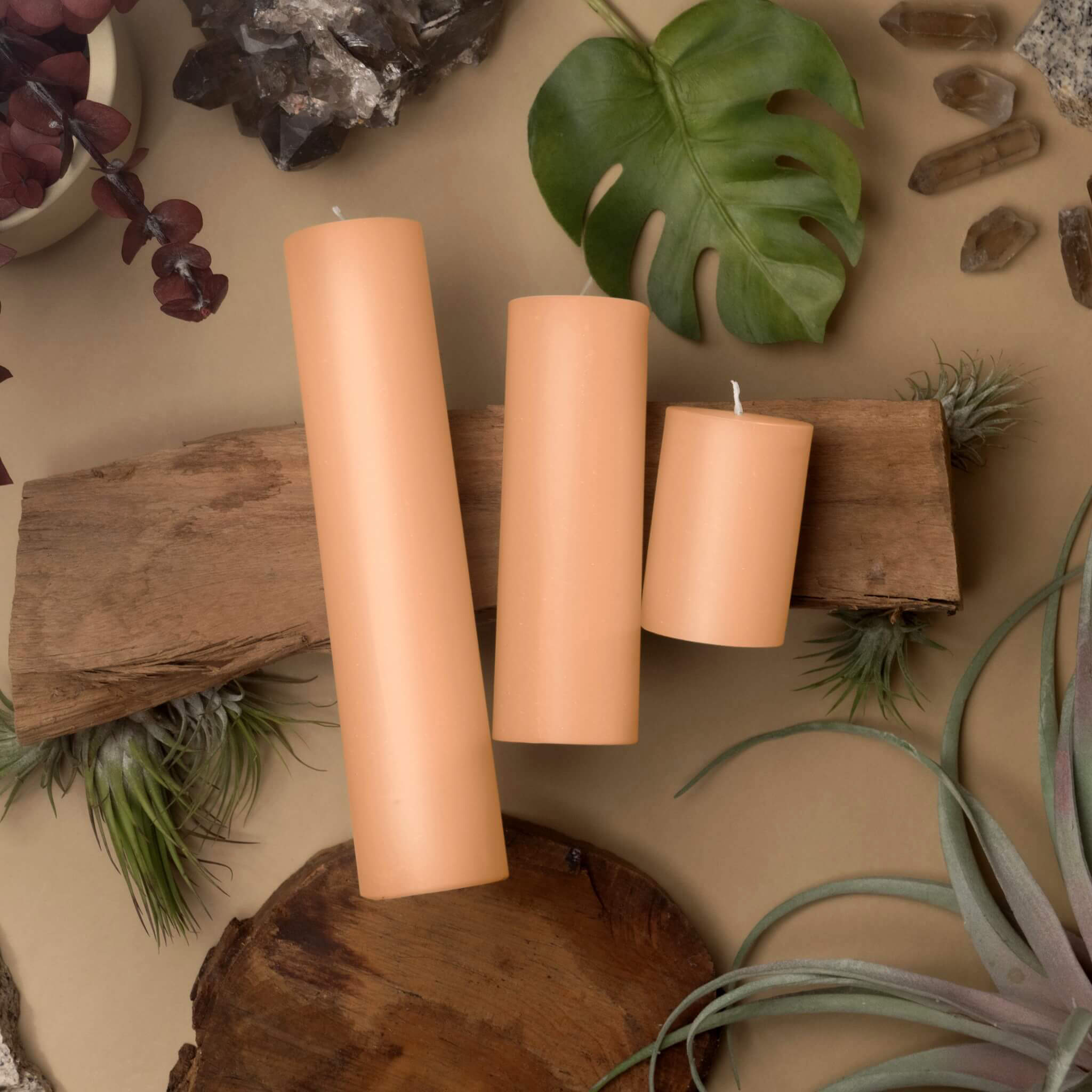 Beeswax Orange Color Pillar Candle