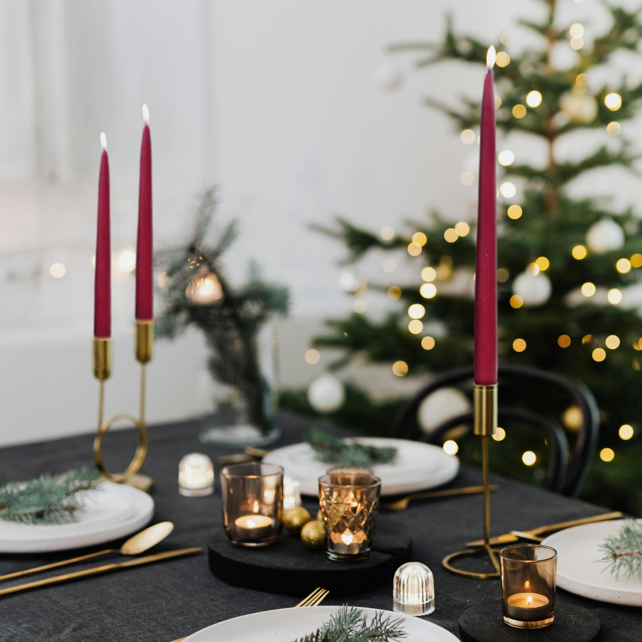 6" Joint Wick Burgundy Pair Candle