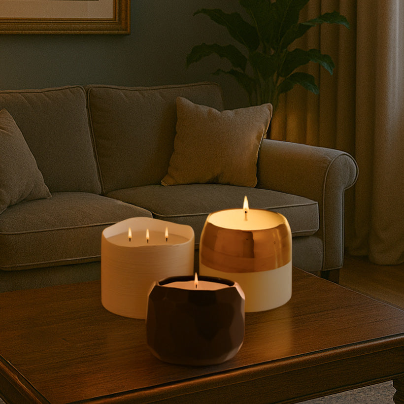 White Delphi Web Ceramic Candle