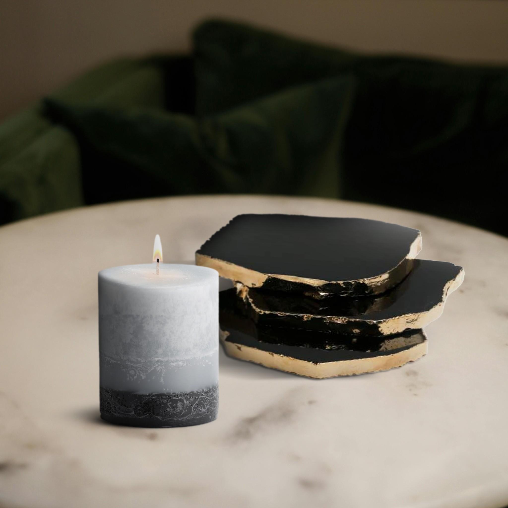 Black Obsidian Coaster (Gold sides)