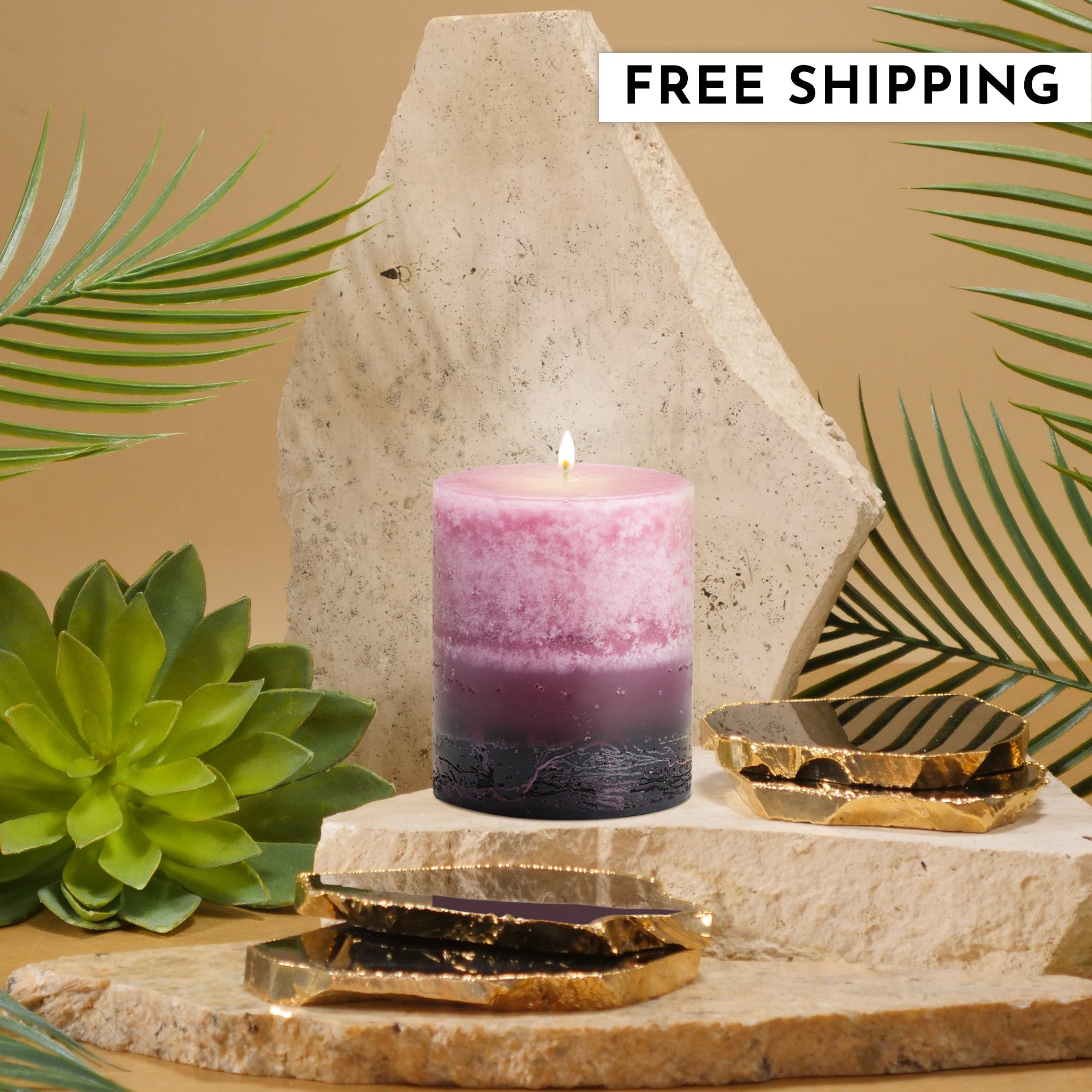 Stone Candles Scented Pillar Tuberose #scent_Tuberose