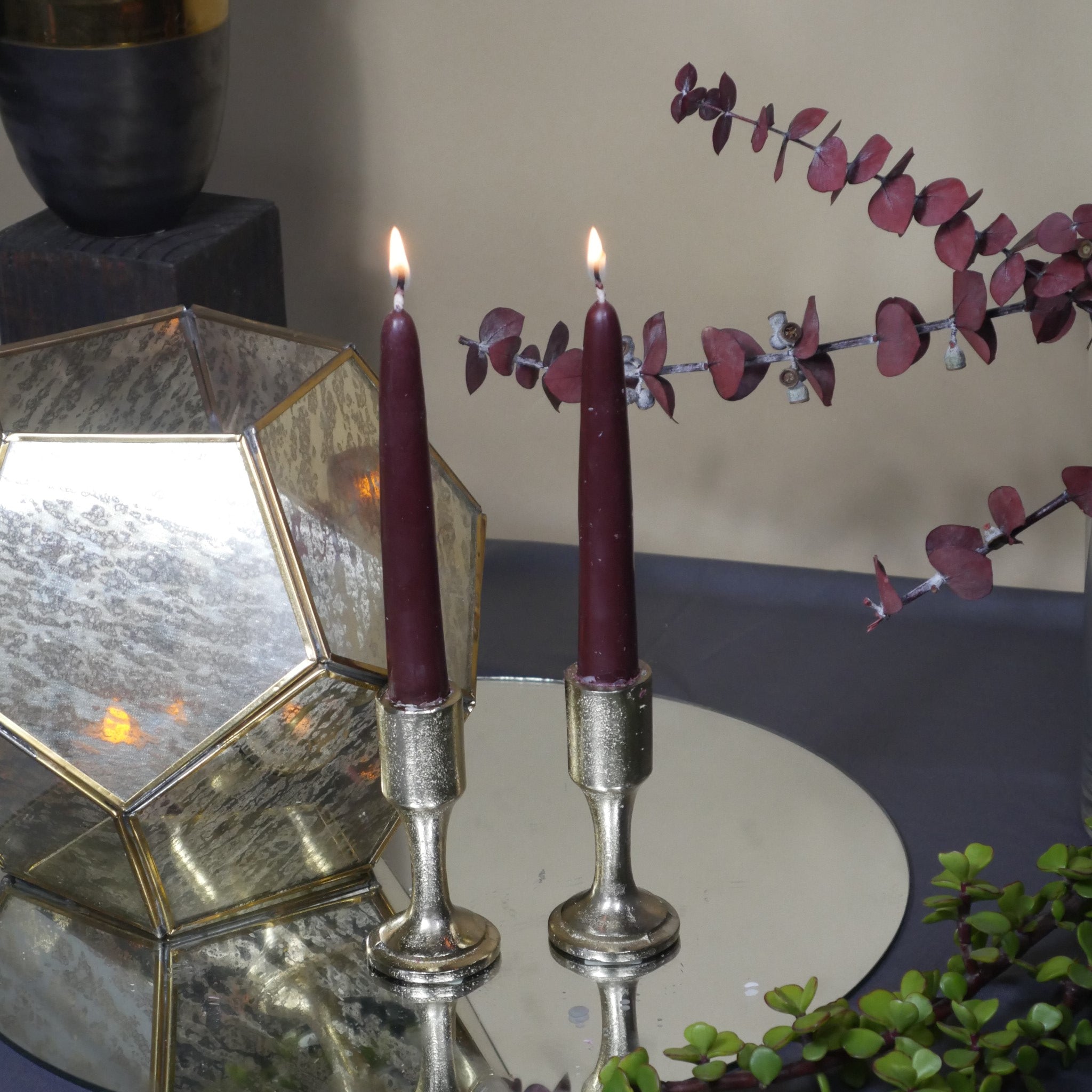 6" Joint Wick Burgundy Pair Candle
