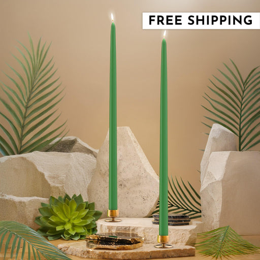 18" Joint Wick Green Pair Candle