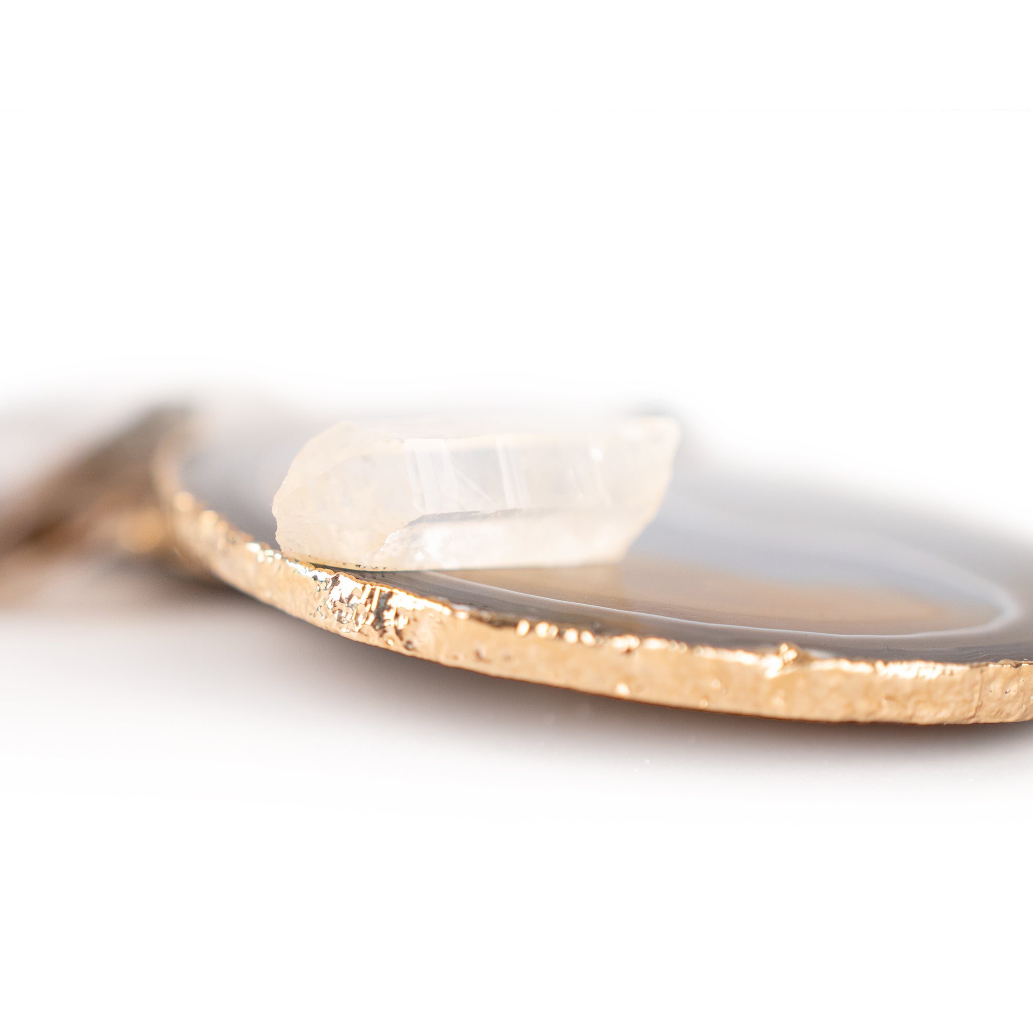 Natural Stone Gold Chrome Agate Coaster