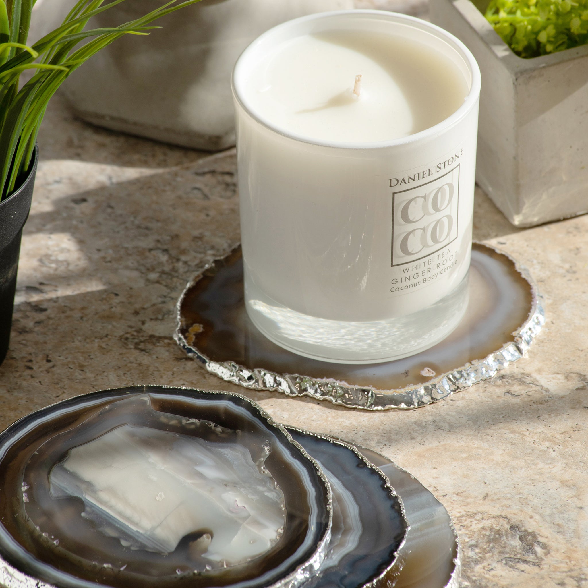 Natural Stone Silver Chrome Agate Coaster