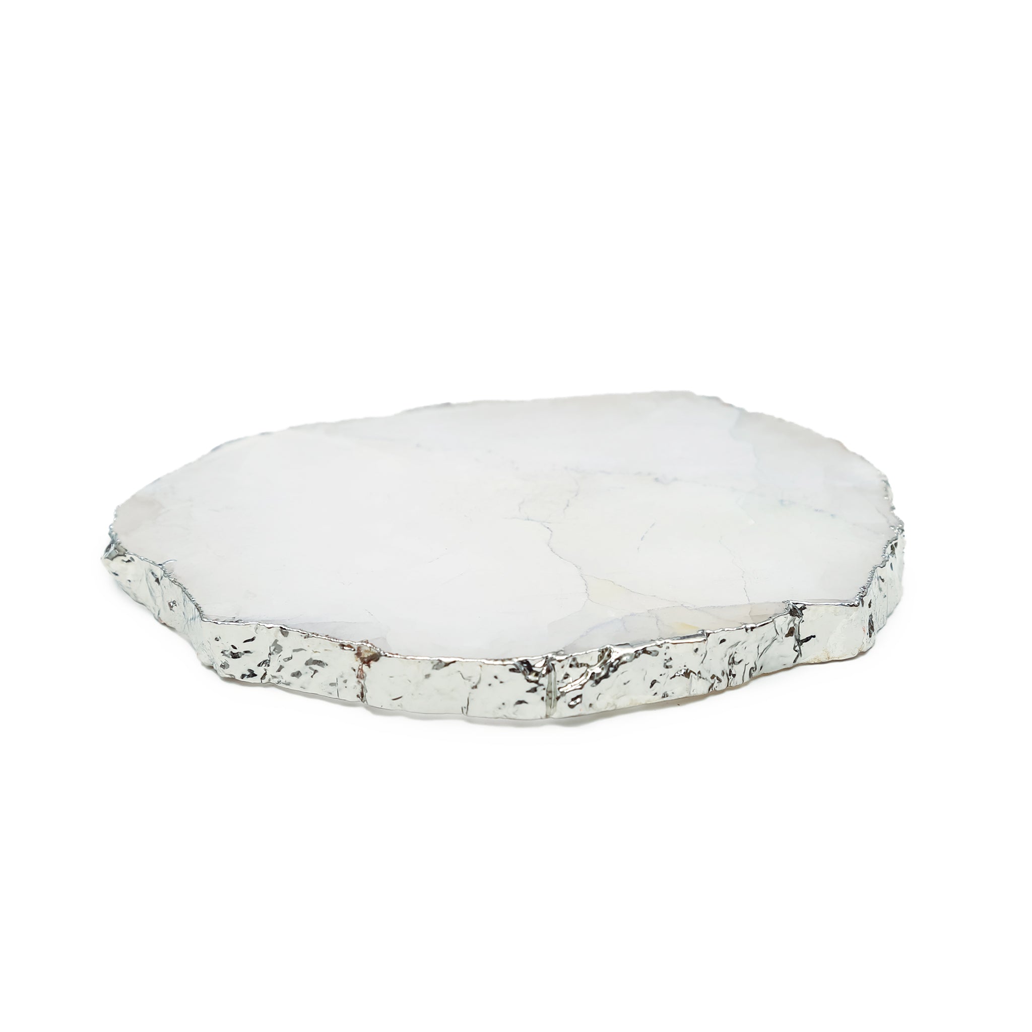 Clear Quartz Crystal Coaster (Silver sides)