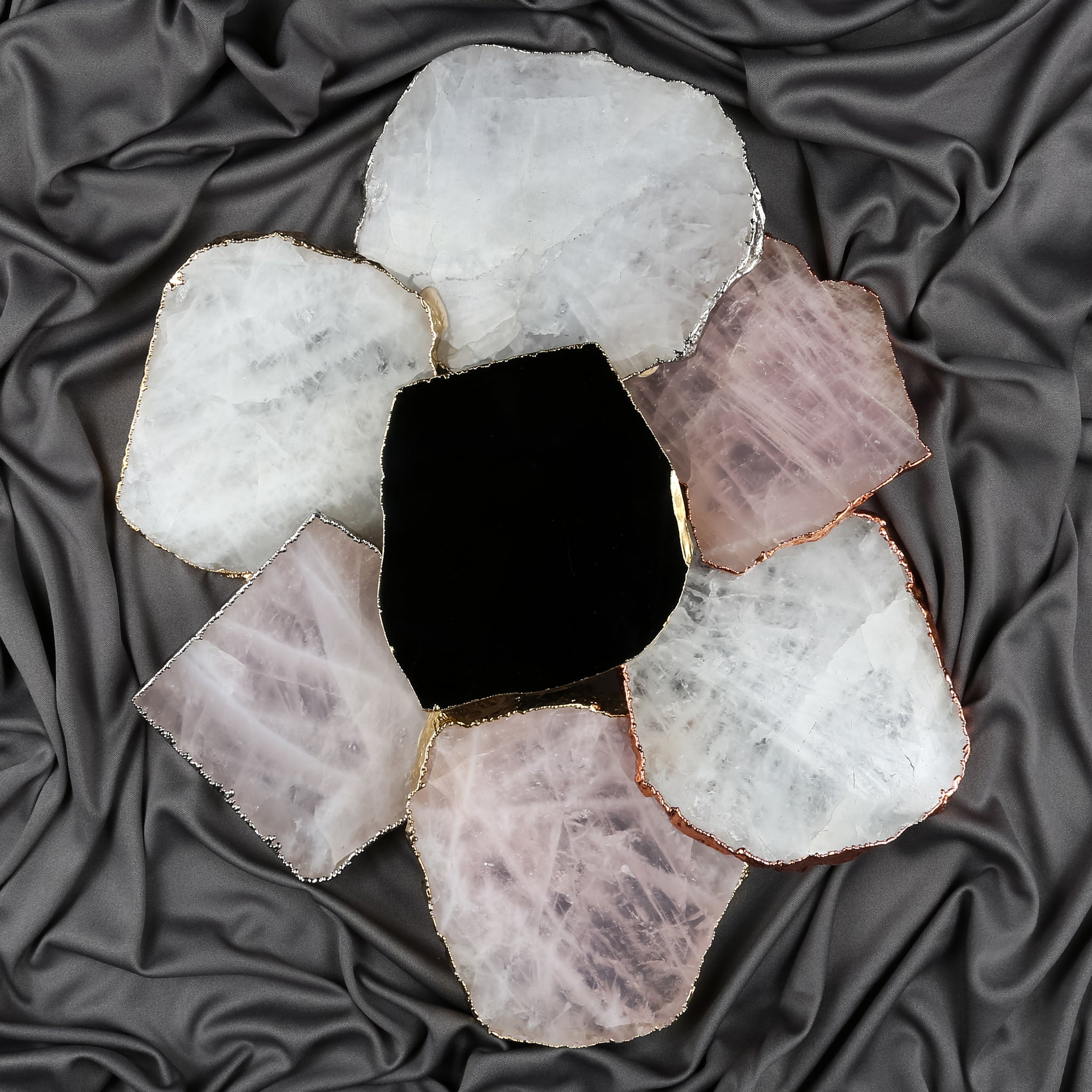 Rose Quartz Crystal Coaster (Copper sides)