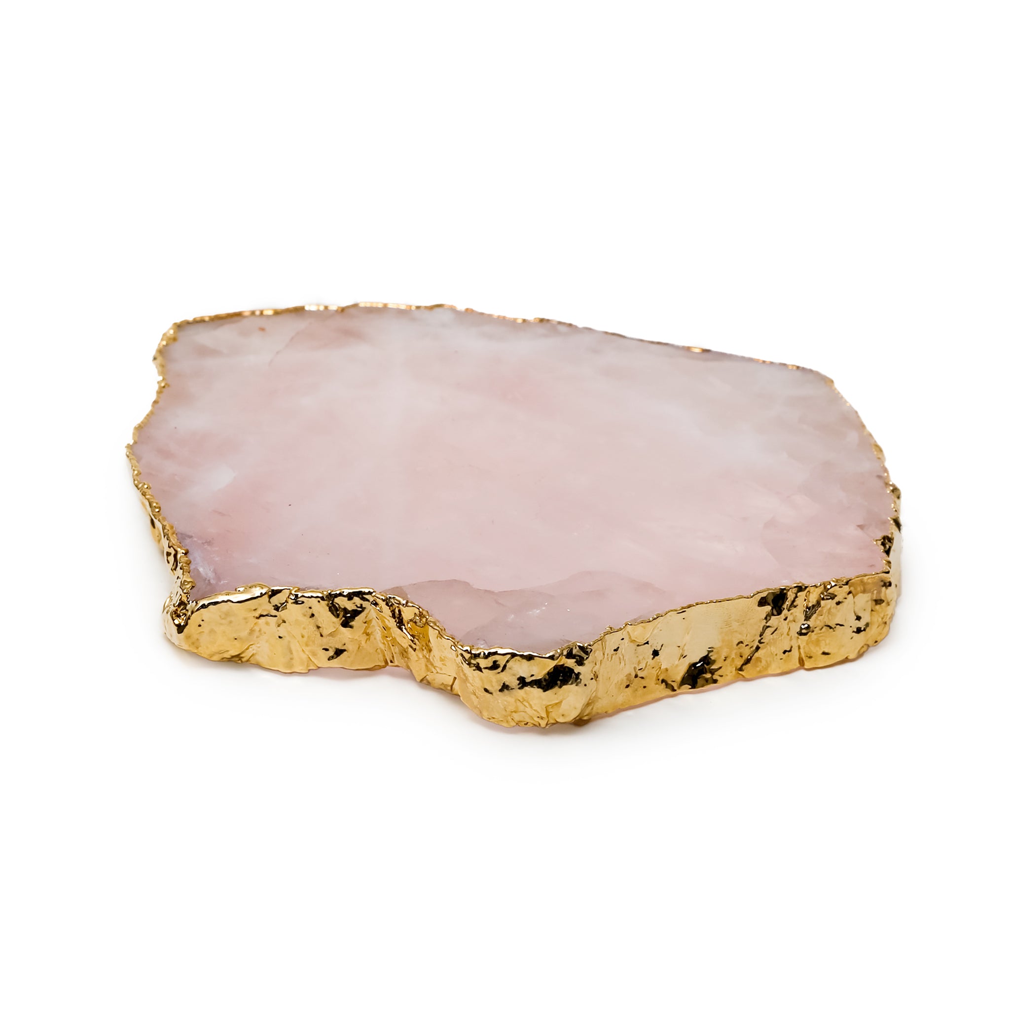 Rose Quartz Crystal Coaster (Gold sides)