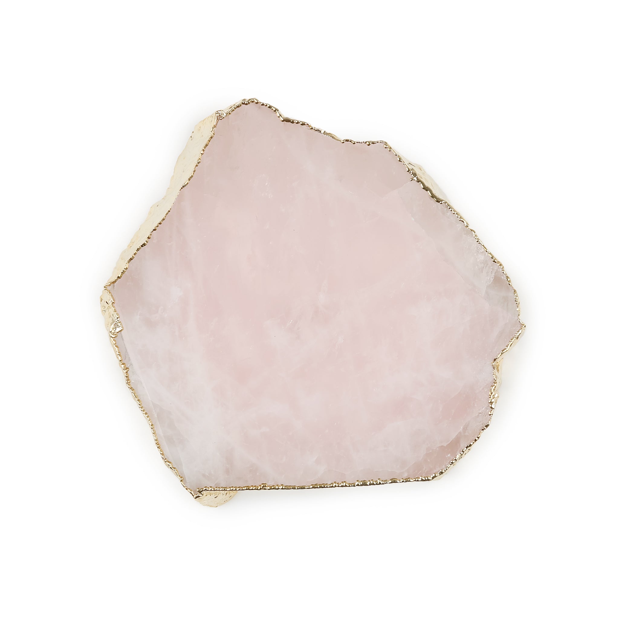 Rose Quartz Crystal Coaster (Gold sides)