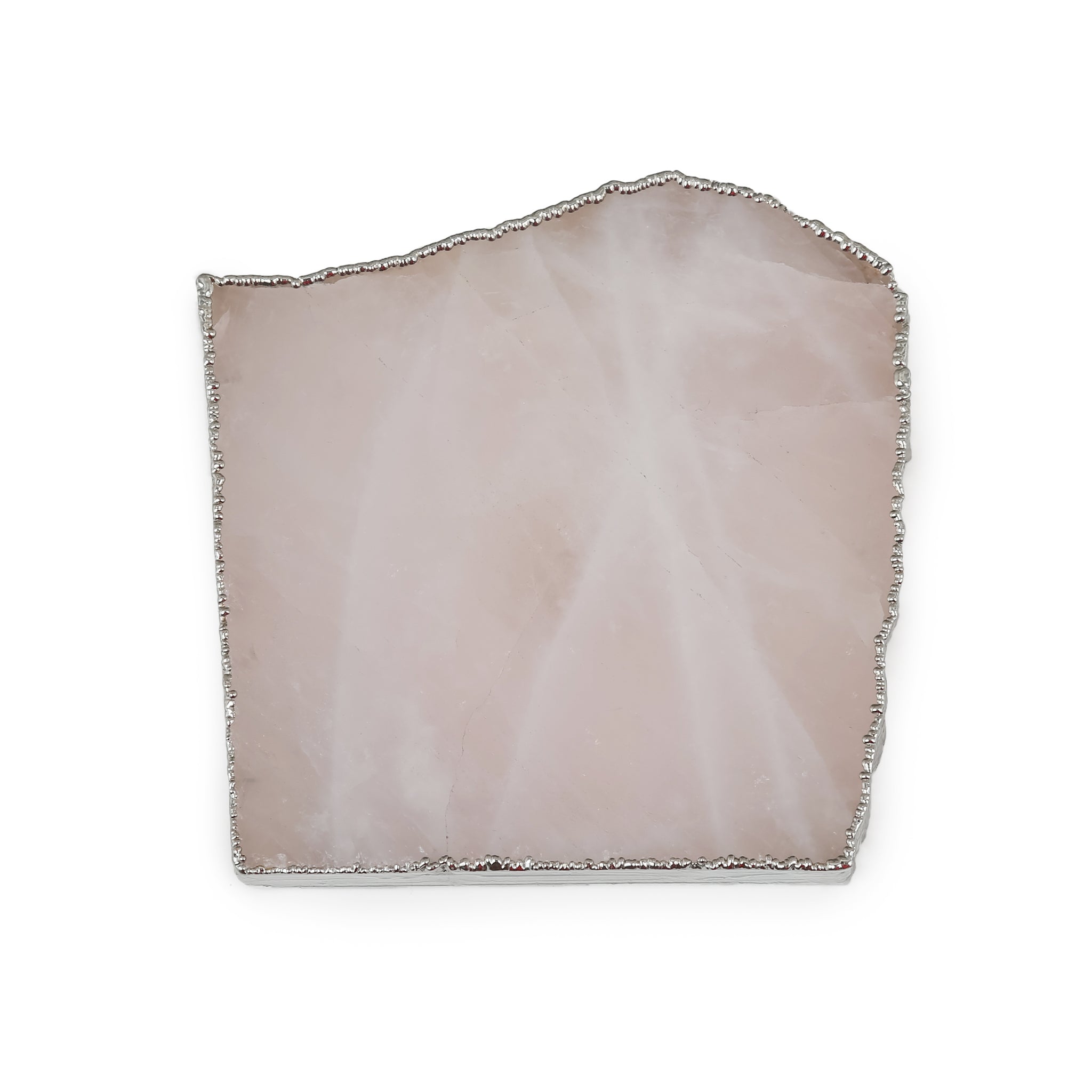 Rose Quartz Crystal Coaster (Silver sides)