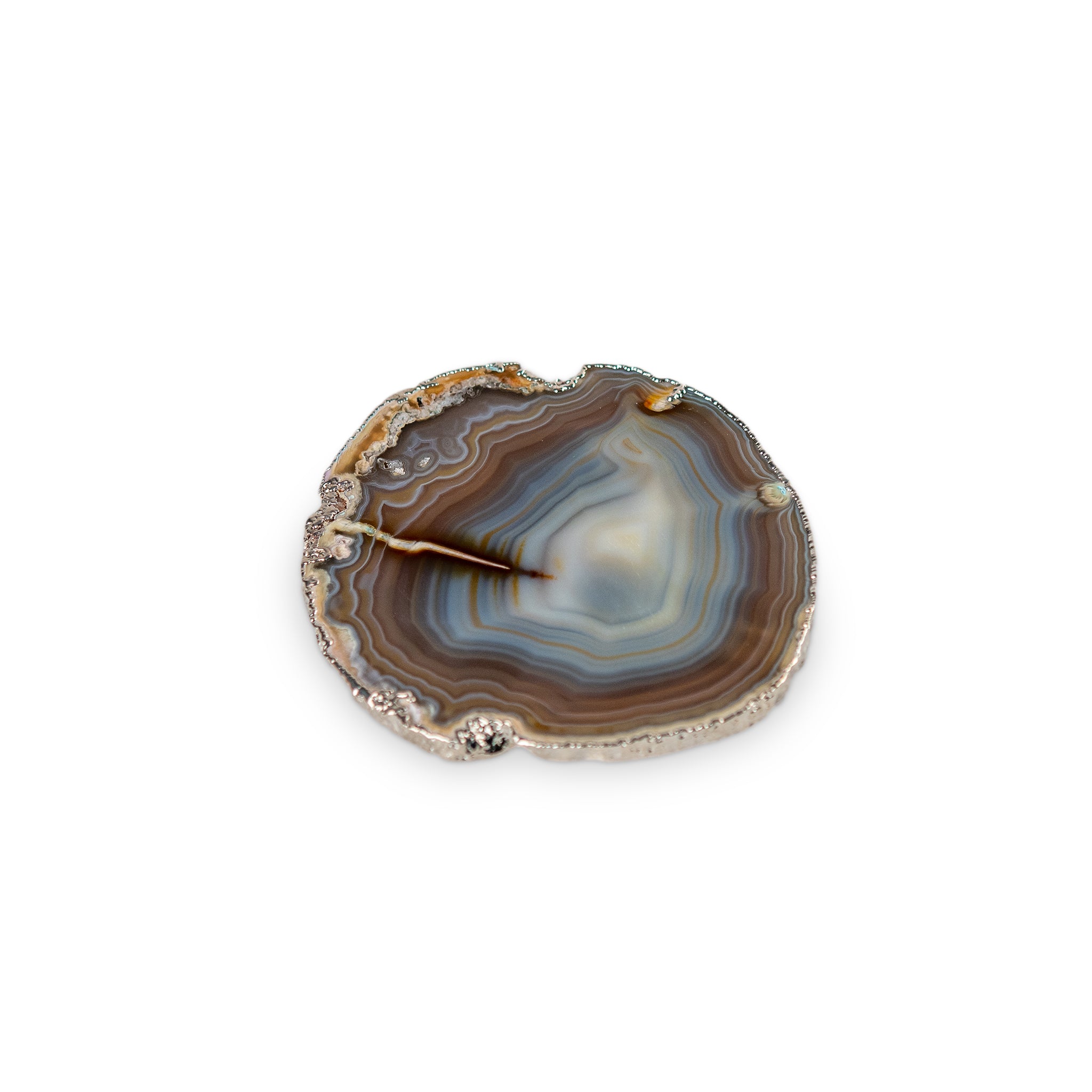 Natural Stone Silver Chrome Agate Coaster